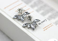 Clear Look Marquise Leaf Front Back Stud Earrings in Three Finishes view 2