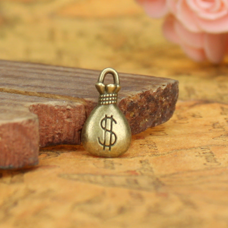 Vintage Double-Sided Alloy Money Bag Charm Pendant 17x9mm