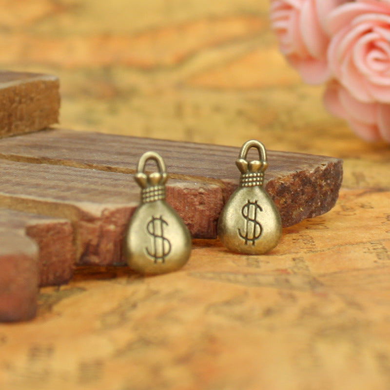 Vintage Double-Sided Alloy Money Bag Charm Pendant 17x9mm