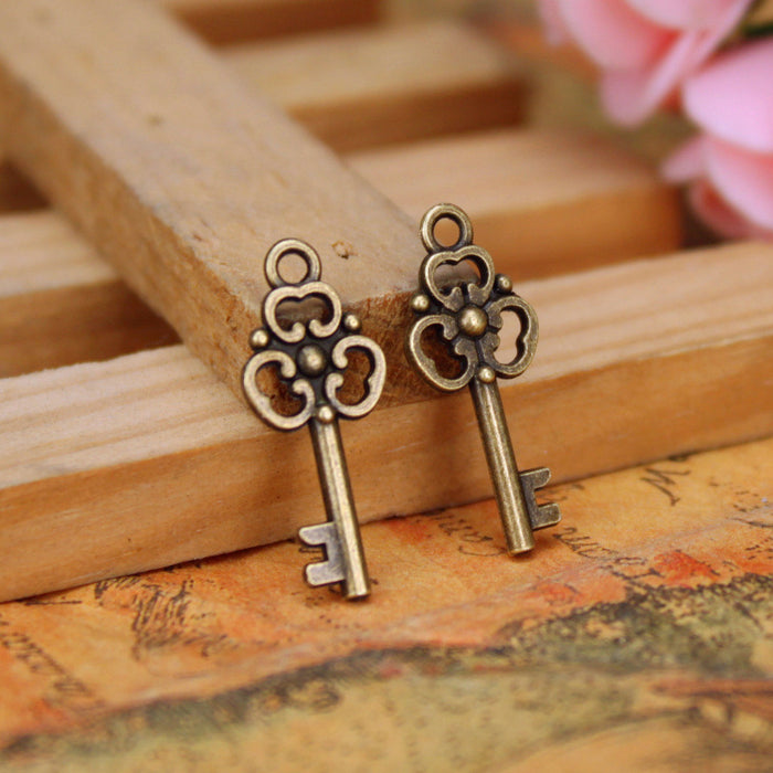 Double-Sided Key Charm Pendant 23x9mm
