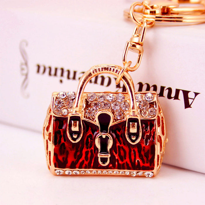 Colorful Rhinestone Handbag Keychain, Cute Purse Bag Charm Gift