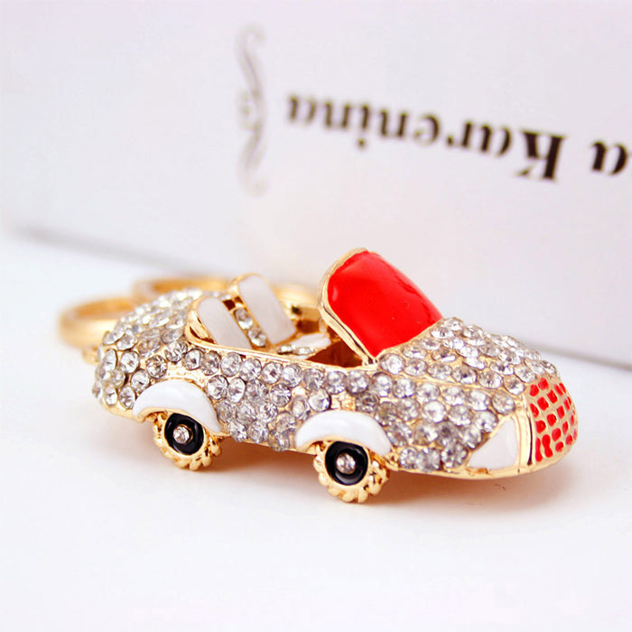 Rhinestone Car Model Keychain Zinc Alloy Metal Bag Charm Key Ring