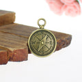 Compass Medallion Metal Charm in 4 Finishes for Jewelry Crafts view 2