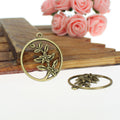 Round Frame Flower Branch Alloy Charm in 3 Metal Finishes view 2