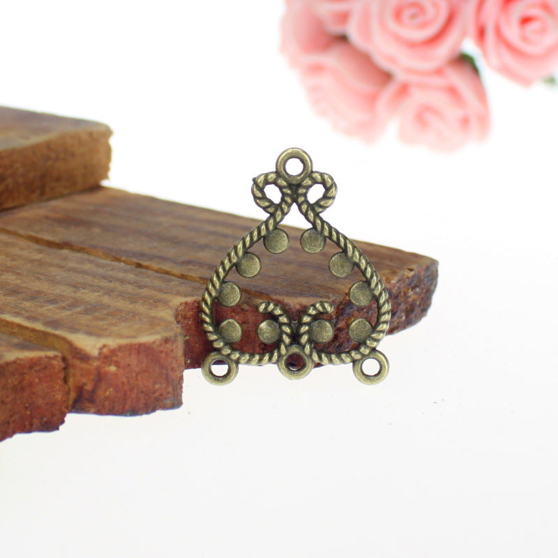 Heart Earring Connector Charm 28x23mm