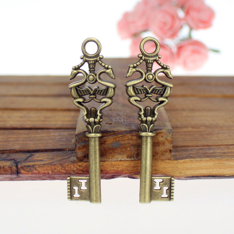 49x14mm Double-Sided Wand Key Alloy Charm Pendant