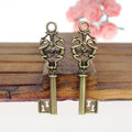 Vintage Twin Swan Key Charm Metal Jewelry Component, 3 Finish Options view 3