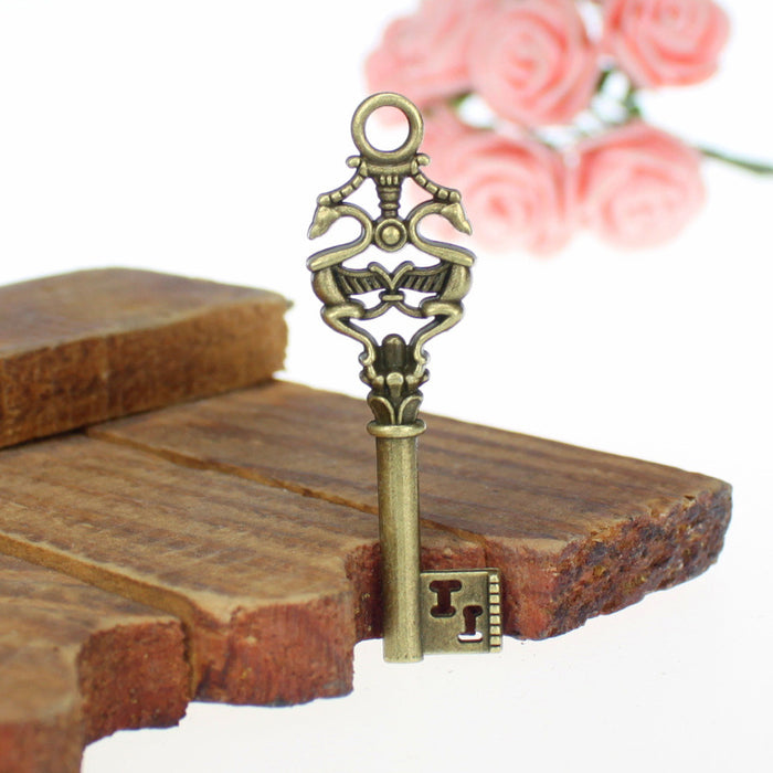 49x14mm Double-Sided Wand Key Alloy Charm Pendant