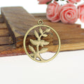 Round Frame Flower Branch Alloy Charm in 3 Metal Finishes view 3