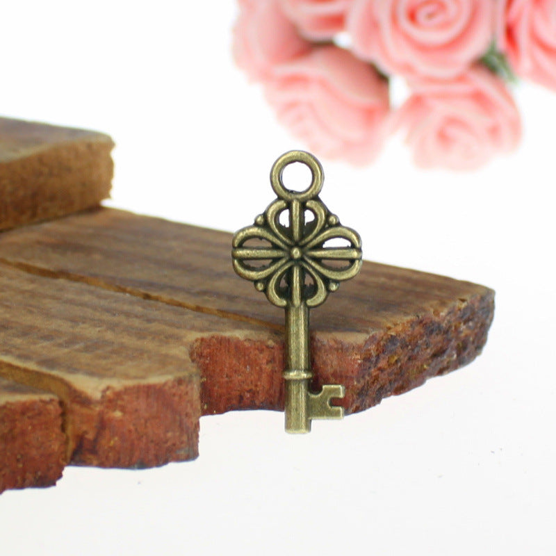Vintage Double-Sided Alloy Key Charm Pendant