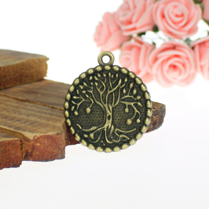 29mm Tree of Life Round Alloy Charm Pendant