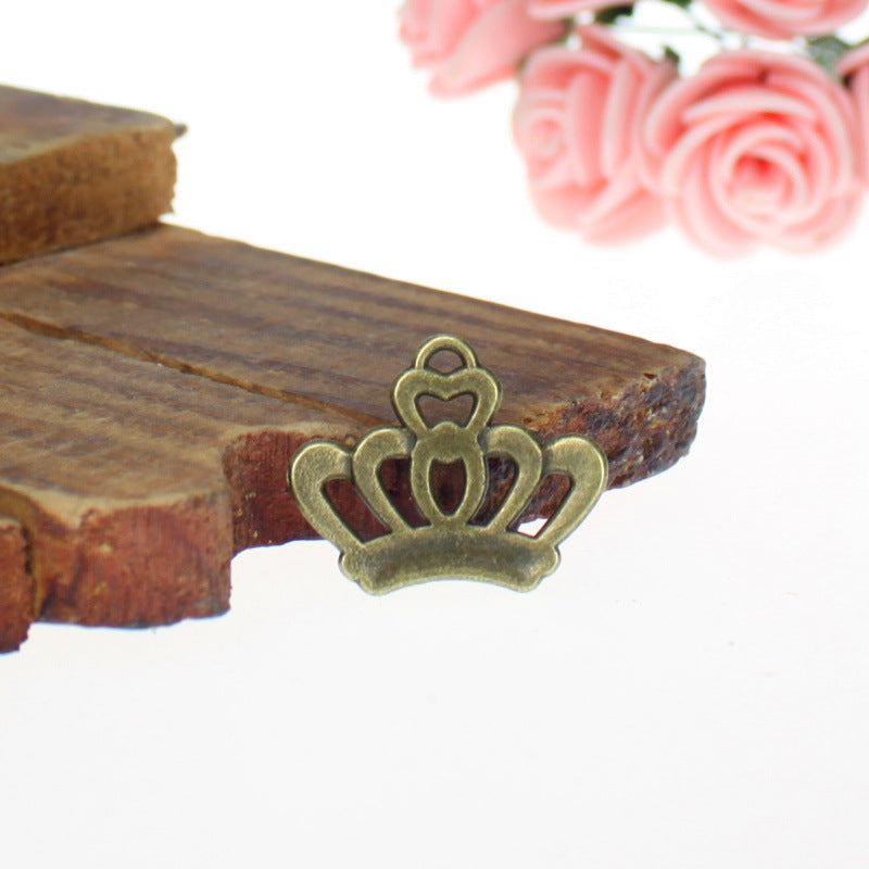 Vintage Heart Crown Alloy Charm Pendant 22x18mm