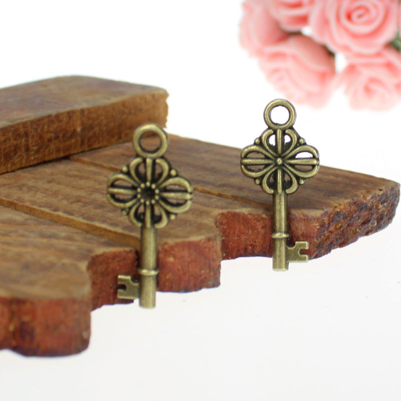 Vintage Double-Sided Alloy Key Charm Pendant