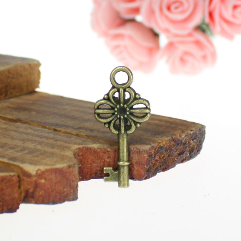Vintage Double-Sided Alloy Key Charm Pendant