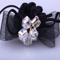 Black Bow and Crystal Look Decorative Hair Tie Accessories view 2