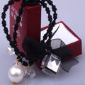 Black Bow and Crystal Look Decorative Hair Tie Accessories view 4