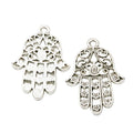 Floral Hamsa Hand Metal Charm Pendant in 4 Finishes for DIY Jewelry view 9