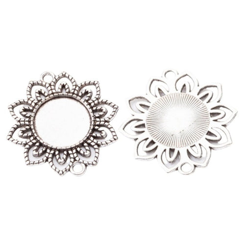 Floral Round Bezel Connectors showing front details and finish
