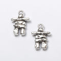Stacked Stone Figure Charm Small Metal Pendant in Three Finishes view 2