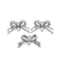 Antique Silver Ribbon Bow Charm With Dotted Texture view 2