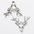 Antlered Deer Head Metal Charms in Antique Bronze and Silver view 2