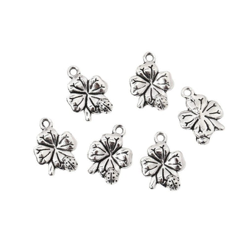 Metal rounded four-leaf clover charm, front detail shown in the product image