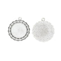 Ornate Round Cabochon Pendant Setting in Antique Silver Tone view 2