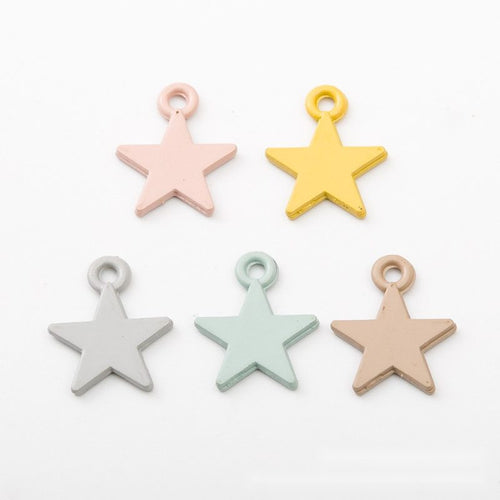 Assorted five point star finishes arranged on a white background