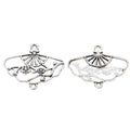 Plum Blossom Folding Fan Connector in Silver Tone Jewelry Making Component view 2