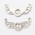 Winged Peace Sign Two Loop Metal Connector Charm Jewelry Making Component view 2