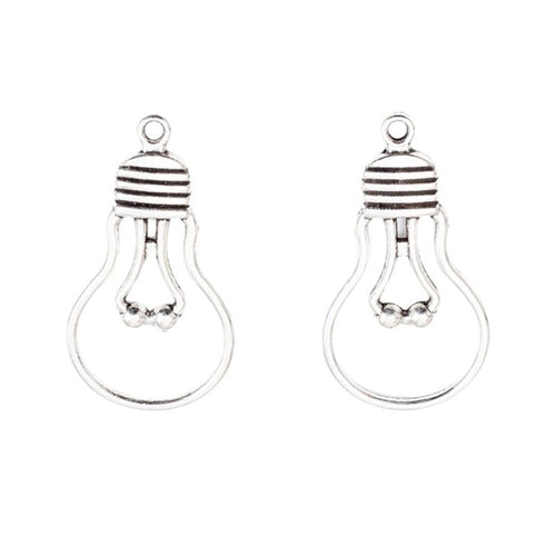 Light Bulb Outline Metal Charms close product view showing form and surface detail