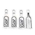 Lettered Gin Bottle Metal Charms in Antique Silver Finish view 2