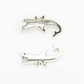 Curved Shark Charm in Antique Silver for Jewelry Making view 2