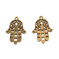Floral Hamsa Hand Metal Charm Pendant in 4 Finishes for DIY Jewelry view 2