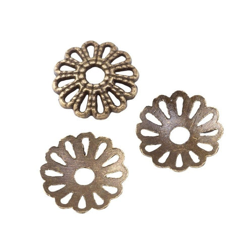 Openwork Flower Bead Cap front detail showing a radiating openwork petal pattern and center opening