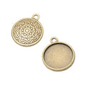 Spiral Texture Round Cabochon Settings in Two Antique Finishes view 2