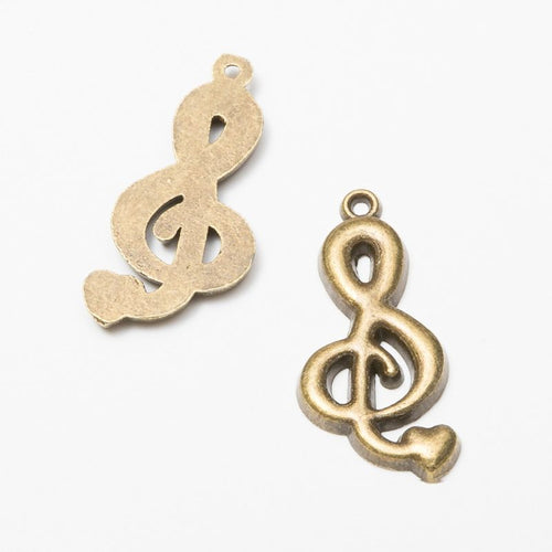 Front detail of open treble clef silhouette with a small top loop