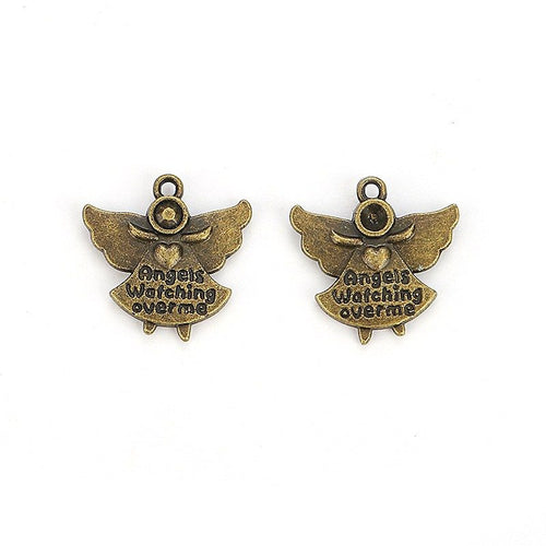 Inscribed Angel Charm front and reverse details on a white background
