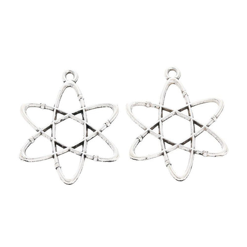 Atomic Orbit Metal Charms close product view showing form and surface detail