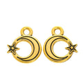 Open Crescent Moon and Star Charm in Textured Metal for Jewelry Making view 2