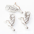 Bird and Leaf Pendant Charm in Two Antique Metal Finishes view 2