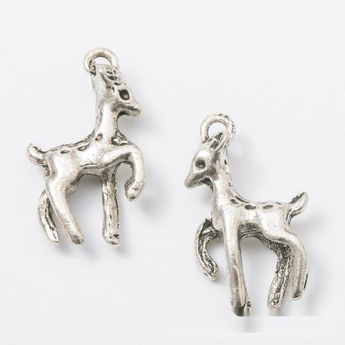 Front and reverse details of the small fawn metal charm pendant
