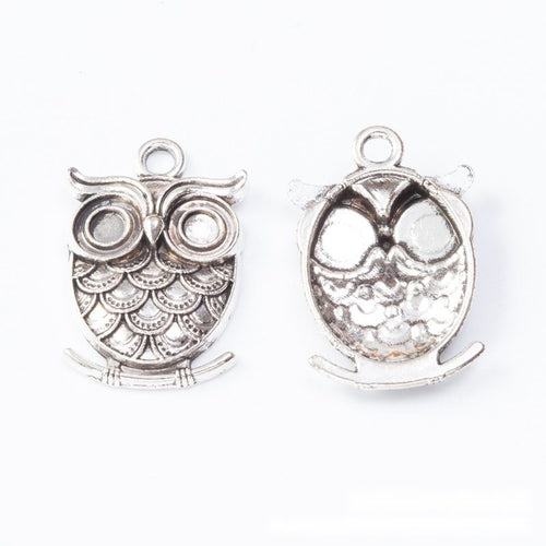 Owl charm shown in front and reverse details