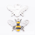 Striped Enamel Bee Charms in Gold and Silver Tones view 2