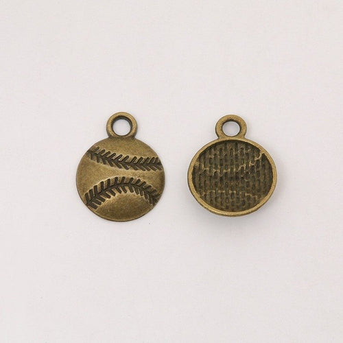 Close view of the front details on detailed baseball charm pendants