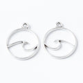 Round Ocean Wave Charm and Connector in 4 Pictured Finishes view 2