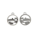 Round Landscape House Charm in Antique Silver for Jewelry Making view 2