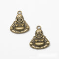 Seated Laughing Buddha Charm in Antique Bronze and Silver Tone view 2