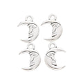 Crescent Moon Face Metal Charm in Textured Metal for Jewelry Making view 2