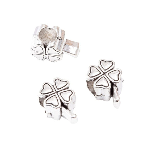 Grouped front and back views showing the details of four leaf clover slider beads